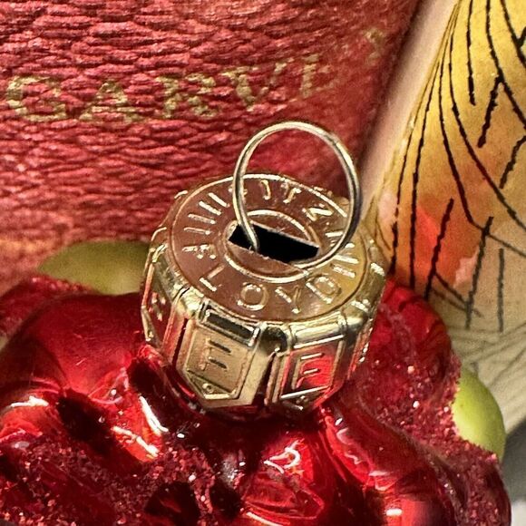 Fitz and Floyd Vintage Christmas Stocking w Toys Glass Ornament 2 Sided Tree Dec - Picture 4 of 8